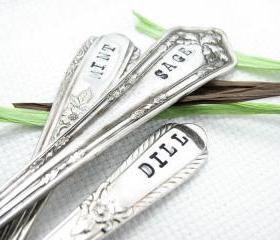 Hand Stamped Vintage Fork Herb Markers - Set of 3